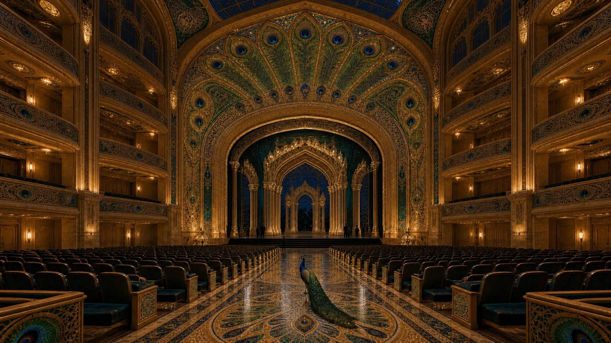 Gilded Mosaic Opera Hall by night