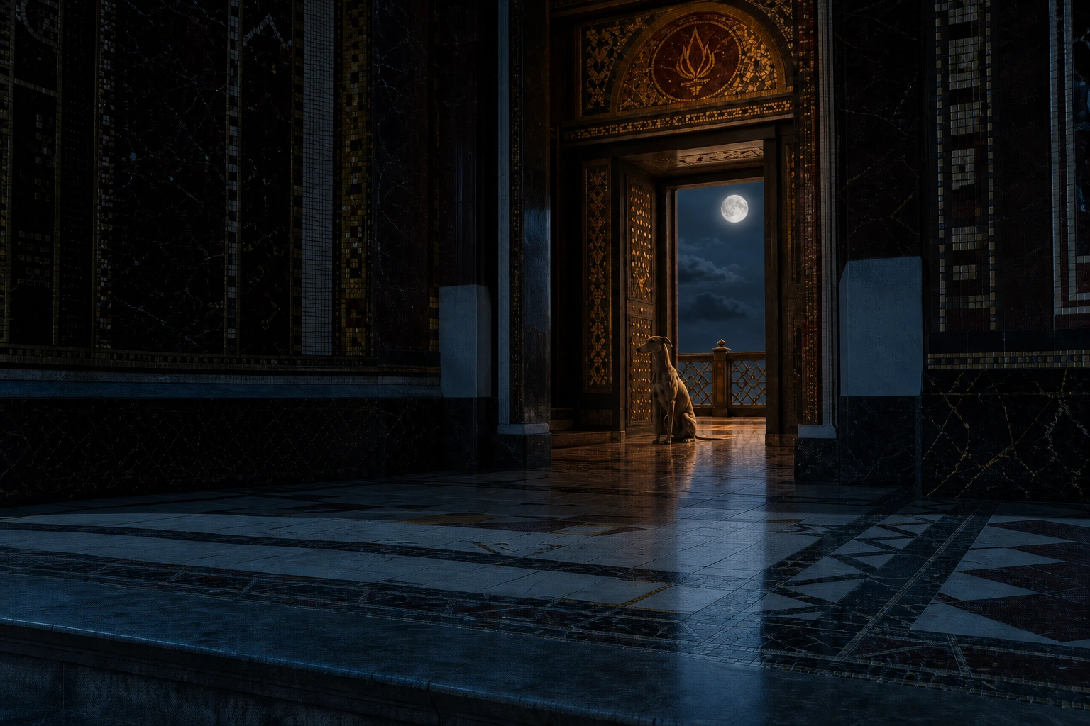 Protected Threshold in the Hestia world by night