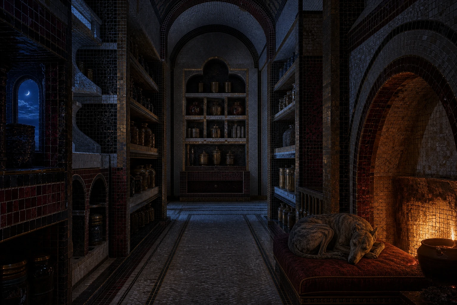 Provision Chamber in the Hestia world by night