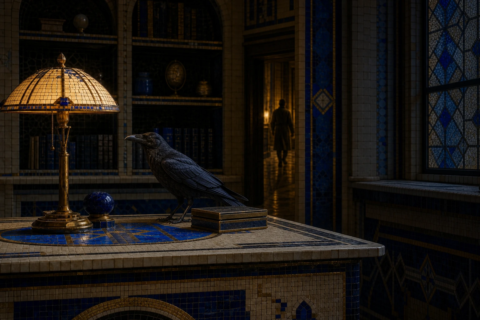 Inquiry Desk in the Historia world by night