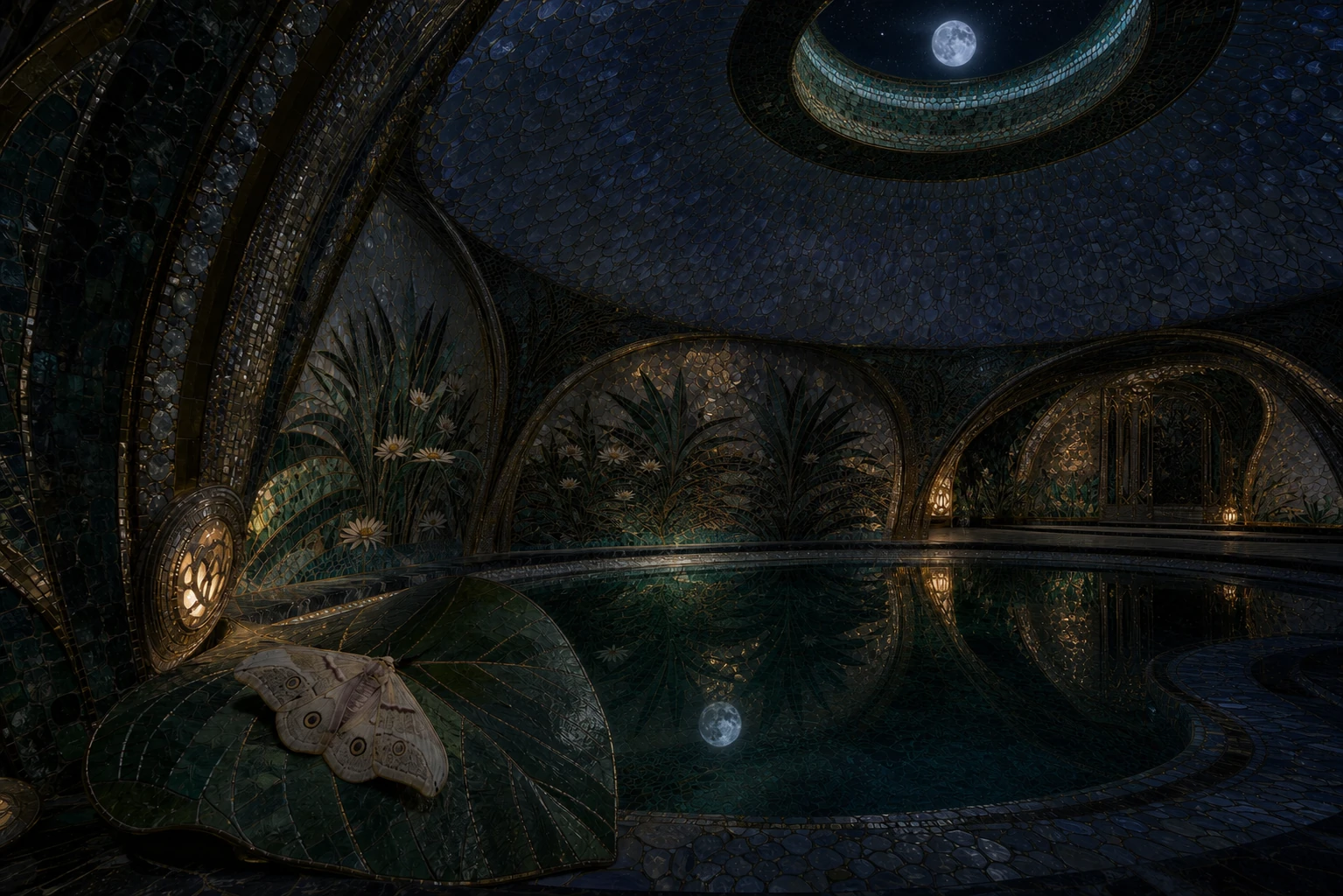 Reflecting Pool in the Hodos world by night