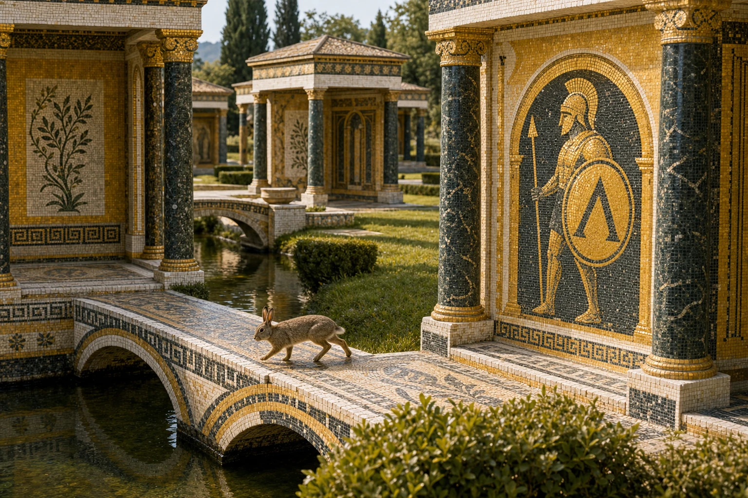 Distributed Pavilions in the Hoplite world by day