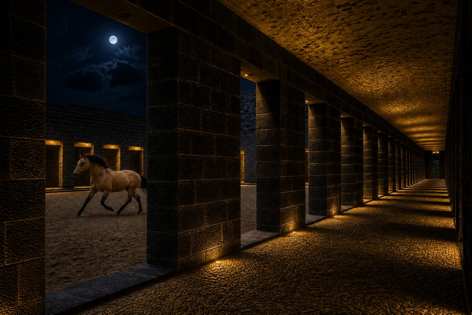 Block Cloister by night