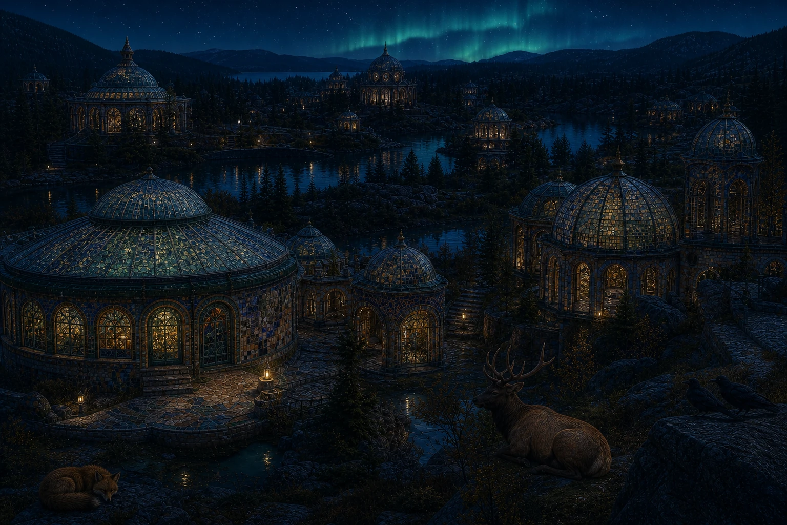 Aurora Conservatory Belt in the World / WWW world by night