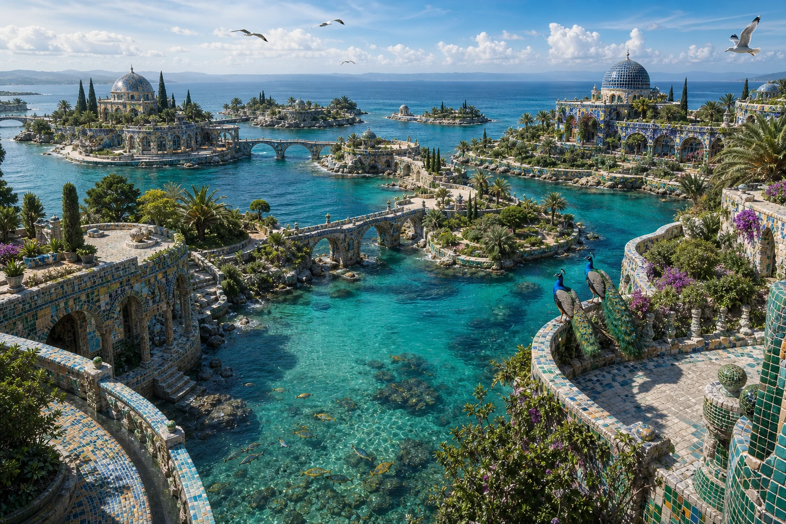 Jeweled archipelago mosaic world by day