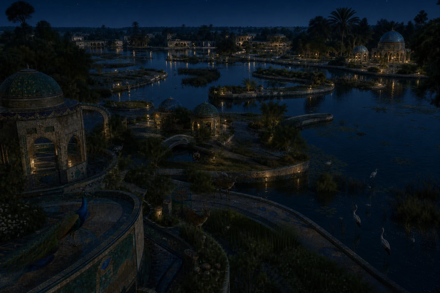 Lotus River Delta in the World / WWW world by night