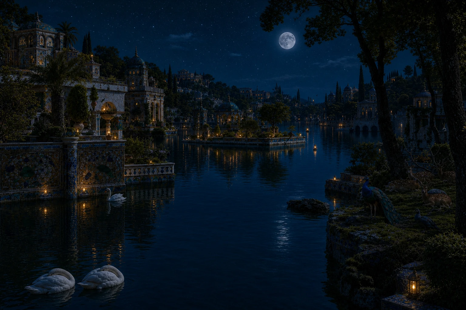 Moonwater Harbor in the World / WWW world by night